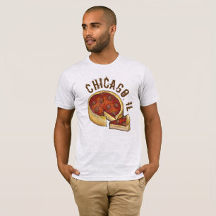 T-shirt Chicago IL Illinois Plat profond Pepperoni Pizza