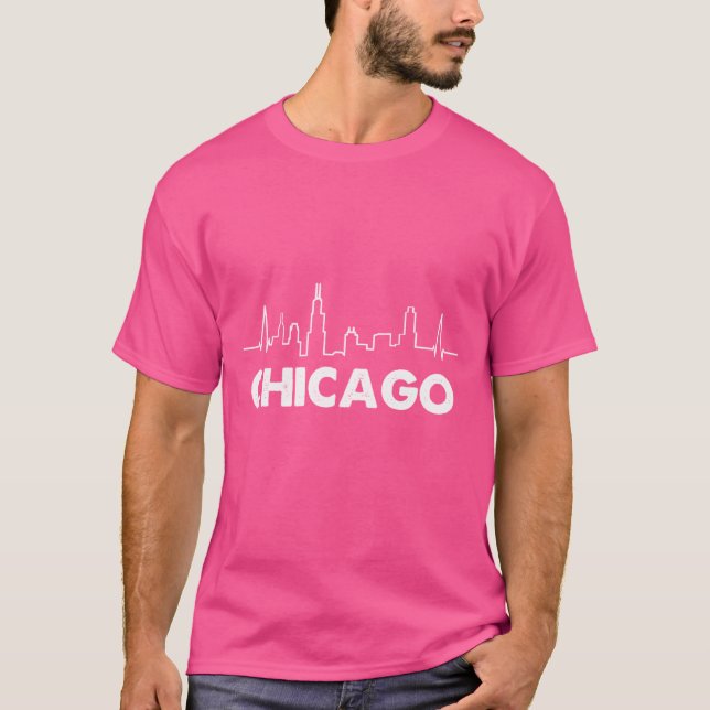 T-shirt Chicago Illinois City Heartbeat Skyline (Devant)