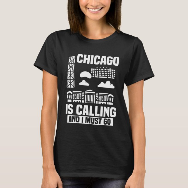 T-shirt Chicago Illinois City Skyline Map Travel (Devant)