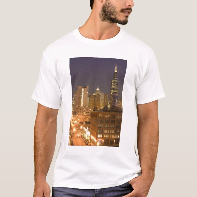 T-shirt Chicago, Illinois, Skyline de West Loop à (Devant)