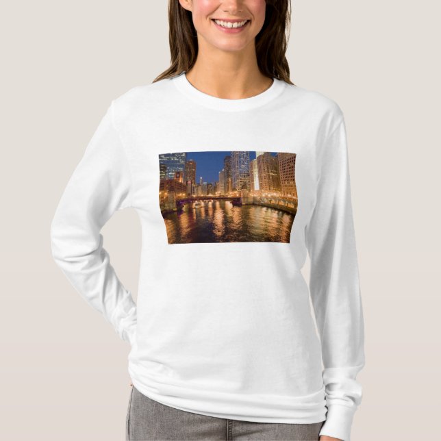 T-shirt Chicago, Illinois, Skyline et Chicago River au 2 (Devant)