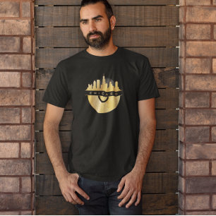 T-shirt Chicago Illinois Skyline Golden Vinyl Chic