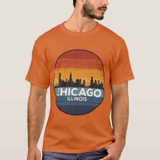 T-shirt Chicago Illinois Skyline Vintage Sunset