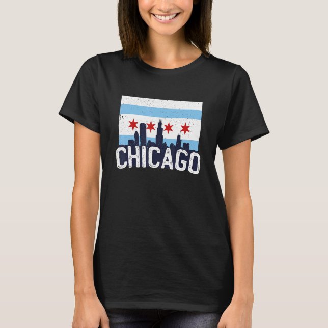 T-shirt Chicago Illinois USA City Skyline Silhouette Outli (Devant)