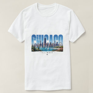 T-shirt Chicago Illinois vue du lac et skyline pour voyage