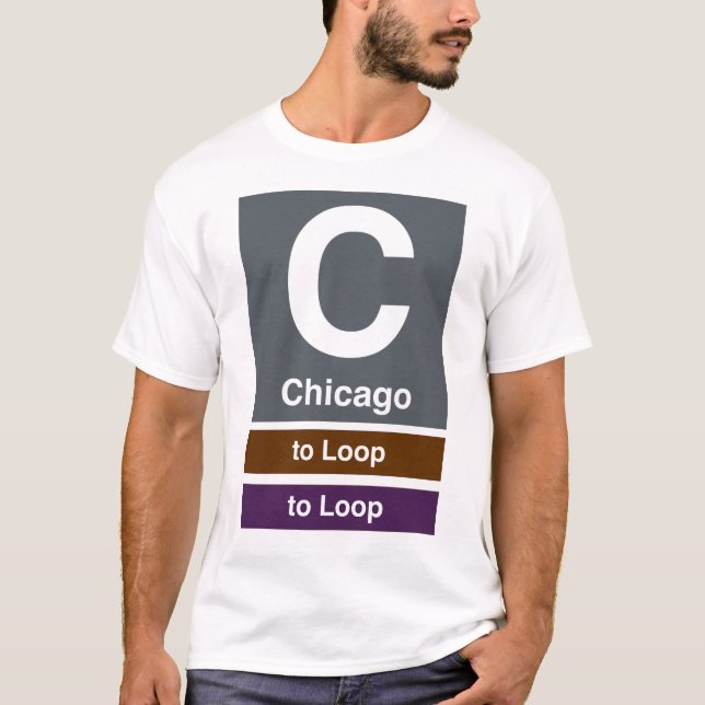 T-shirt Chicago L arrêt de Chicago de signe de train (Devant)