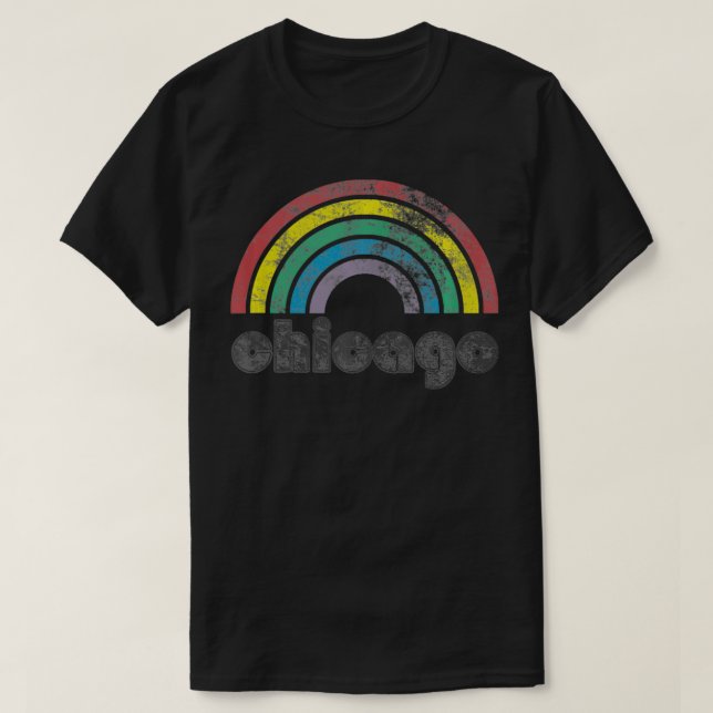 T-shirt Chicago Rainbow 70's 80's Style Retro Gay pride Me (Design devant)