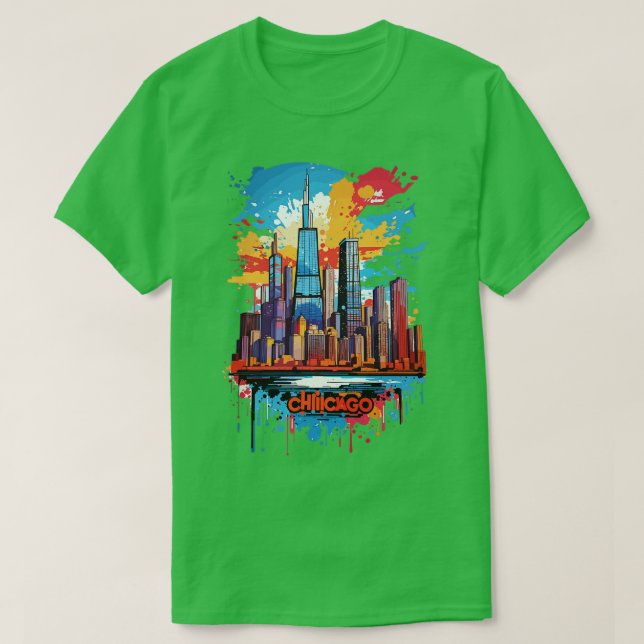 T-shirt Chicago Skyline (Design devant)