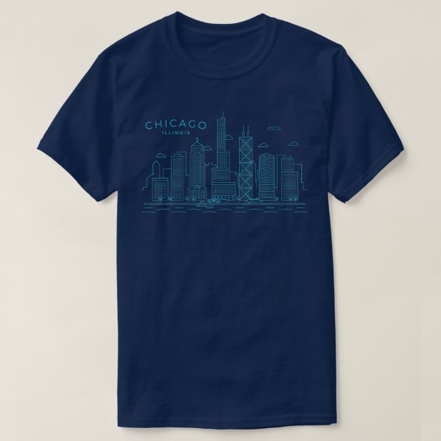T-shirt Chicago Skyline Vintage Chicago Illinois 1 (Design devant)