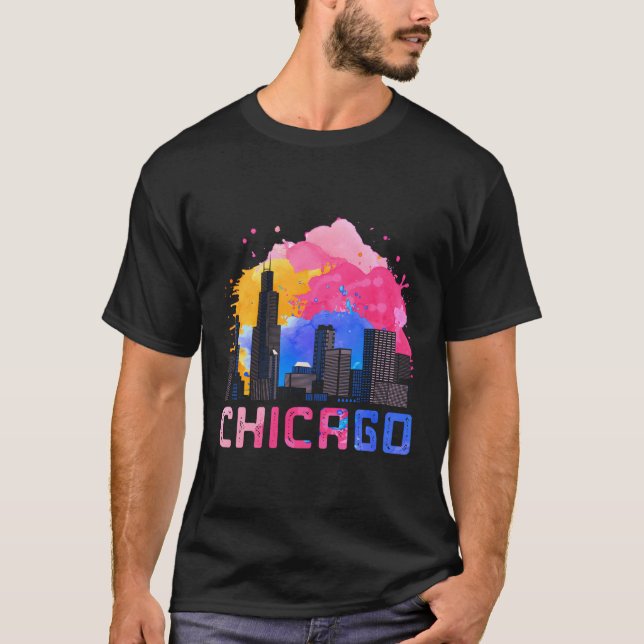T-shirt Chicago Skyscape Illinois (Devant)