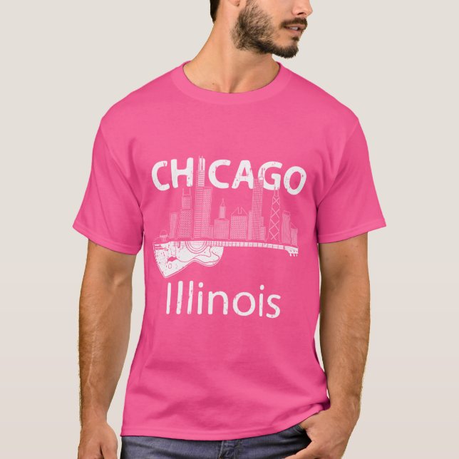 T-shirt Chicago Souvenir Hommes Illinois Cadeau Musique El (Devant)