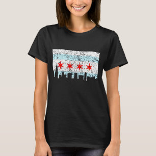 T-shirt Chicago T Shirt - Vintage Chicago Flag Thème Skyli
