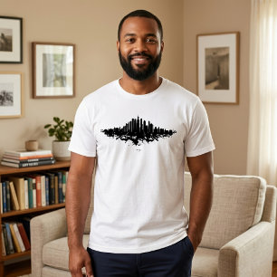 T-shirt Chicago Toit Terrasse Noir Blanc Aquarelle Art de 