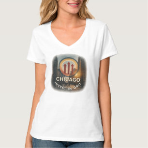 T-shirt Chicago V-Neck Tee   Grit Féminin Quotidien