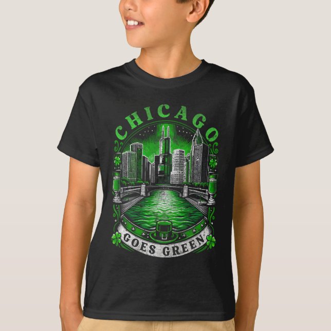T-shirt Chicago vire au vert St Patricks Day  (Devant)