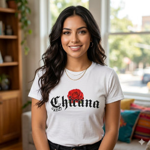 T-shirt Chicana Rose Rouge