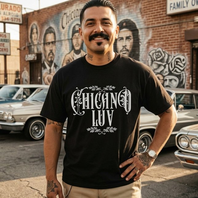 T-shirt Chicano aime noir (Chicano love T-Shirt)