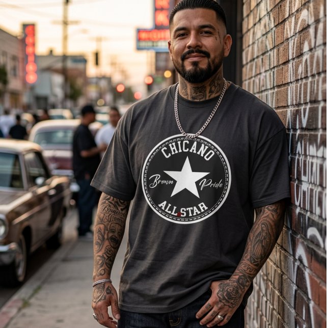 T-shirt Chicano All Star Brown Pride (Chicano all star Brown Pride T-shirt)