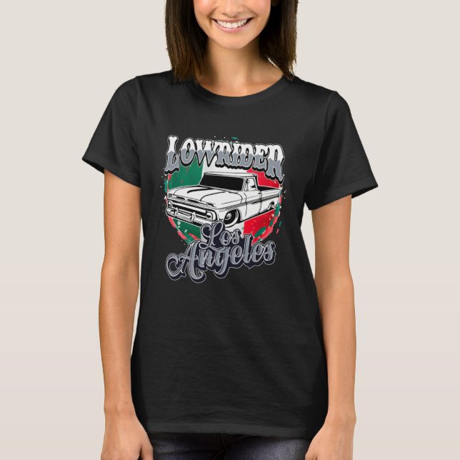 T-shirt Chicano Low Rider Truck Mexican Flag Los Angeles L (Devant)