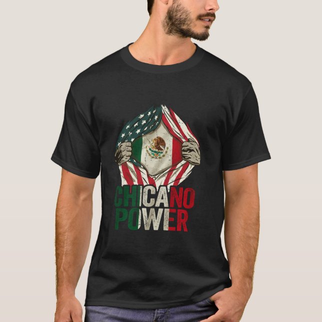 T-shirt Chicano Shirt Funny USA Drapeau mexicain Chicano (Devant)