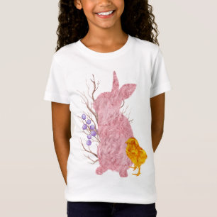 T-Shirt Chiche rose lapin de coton Fille de printemps de P
