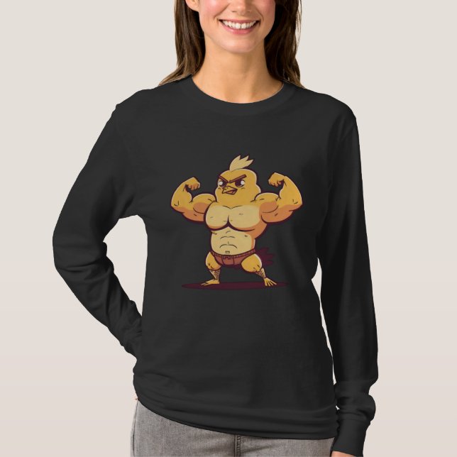 T-shirt Chick Muscular Bodybuilding Easter (Devant)