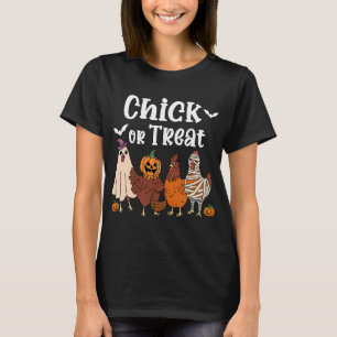 T-shirt Chick Or Treat Drôle Épouvantail Poule Halloween F