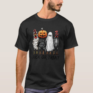 T-shirt Chick Or Treat Halloween Citrouille Fantôme Drôle 