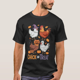 T-shirt Chick Or Treat Sorcière d'Halloween Ferme de Poule