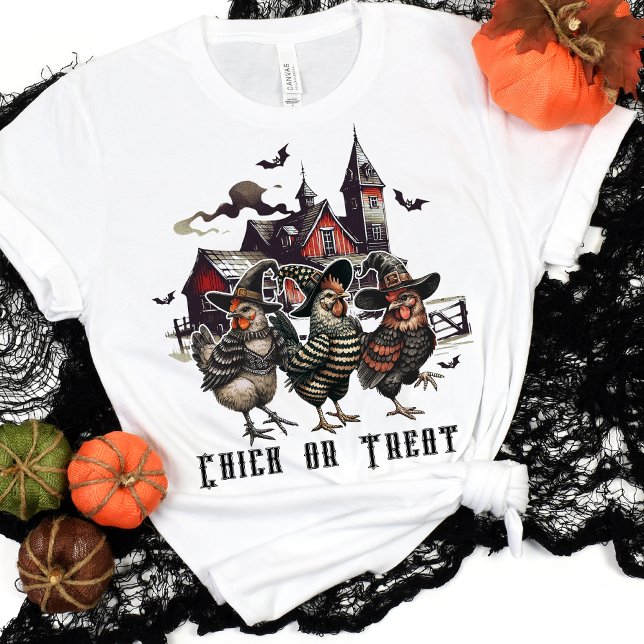 T-shirt Chick Ou Treat Éffrayant cuisine poulet Retro (Créateur téléchargé)