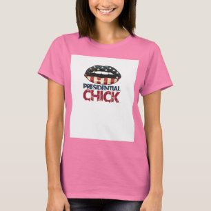 T-shirt CHick ROUGE présidentiel LÈVRES BLANCS et BLEU