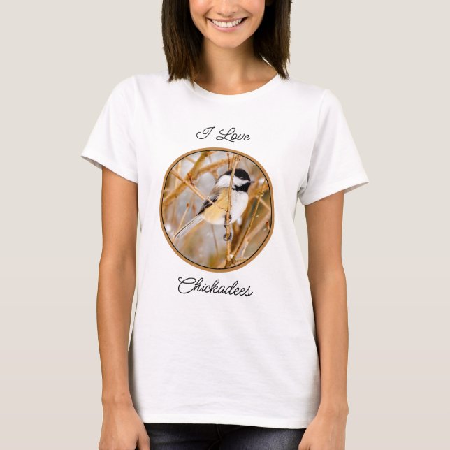 T-shirt Chickadee au plafond noir - Photo originale (Devant)