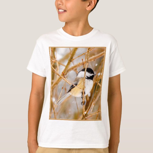 T-shirt Chickadee au plafond noir - Photo originale (Devant)