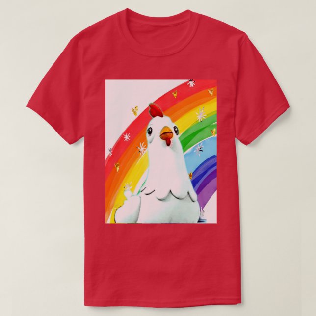 T-shirt Chickaletta Poulet Arc-en-ciel Arrière-rond Chanso (Design devant)