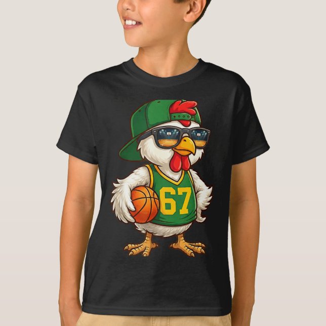 T-shirt Chicken Basketball 67 Gen Alpha Slang Srts Men Boy (Devant)