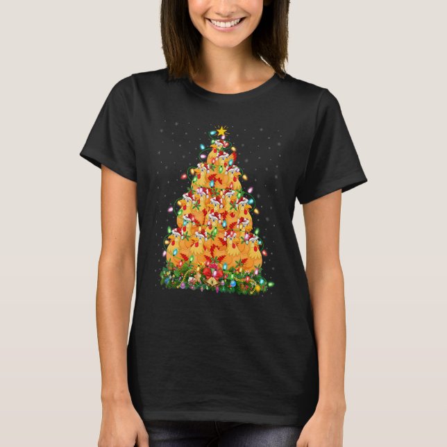 T-shirt Chicken Bird  Xmas Lights Santa Chicken Christmas  (Devant)