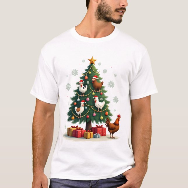 T-shirt Chicken Cow Goat Horse Farm Animal Farmer Christma (Devant)