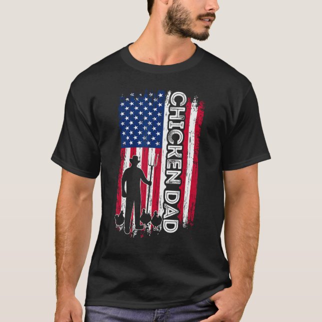 T-shirt Chicken Dad  American Flag Father s Day Patriotic (Devant)