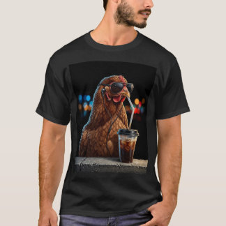 T-shirt Chicken Drinking Iced Coffee Funny Chicken Lover 