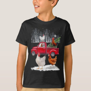 T-shirt Chicken équitation Camion Rouge Joyeux Noël Poulet