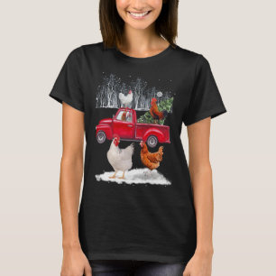 T-shirt Chicken équitation Camion Rouge Joyeux Noël Poulet