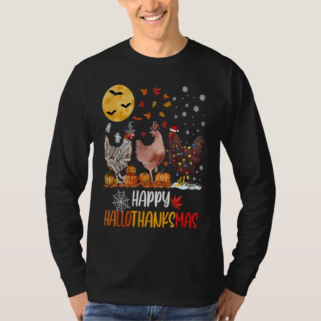 T-shirt Chicken Happy HalloThanksMas  Halloween Thanksgivi (Devant)