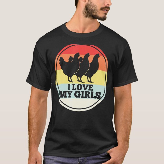 T-shirt Chicken Hen Chick Retro (Devant)