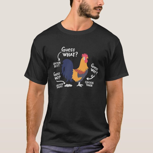 T-shirt Chicken Joke Guess Why Farm (Devant)
