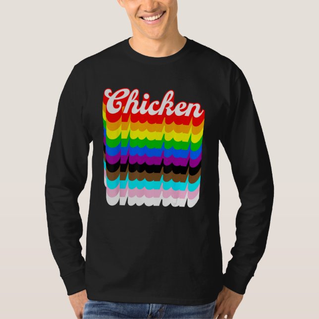 T-shirt Chicken LGBTQ pride rainbow (Devant)