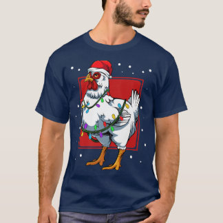 T-shirt Chicken Lights Fun Santa Cute Celebrat Happy Chris