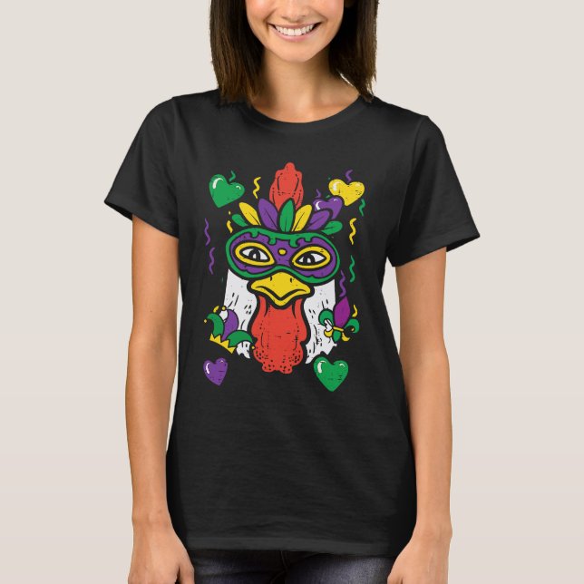 T-shirt Chicken Mardi Gras Mask  Farm Outfit Men Women Kid (Devant)