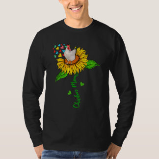 T-shirt Chicken Mom Cute Farm Animals On Sunflower Mother'