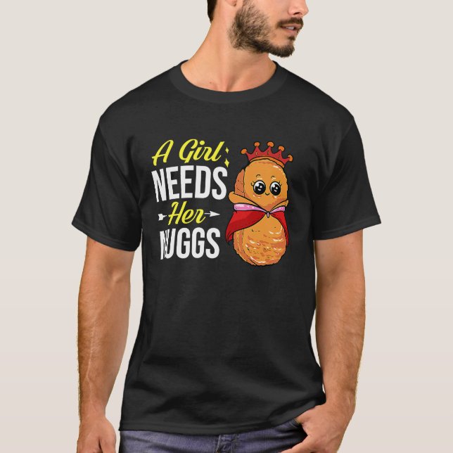 T-shirt Chicken Nugget Girl Queen Vegan Nuggs Fries (Devant)