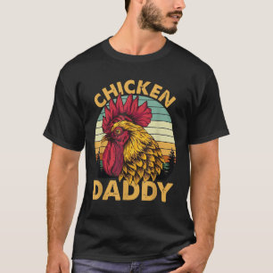 T-shirt Chicken Papa Rooster Vintage Pour Papa Farmer Fath